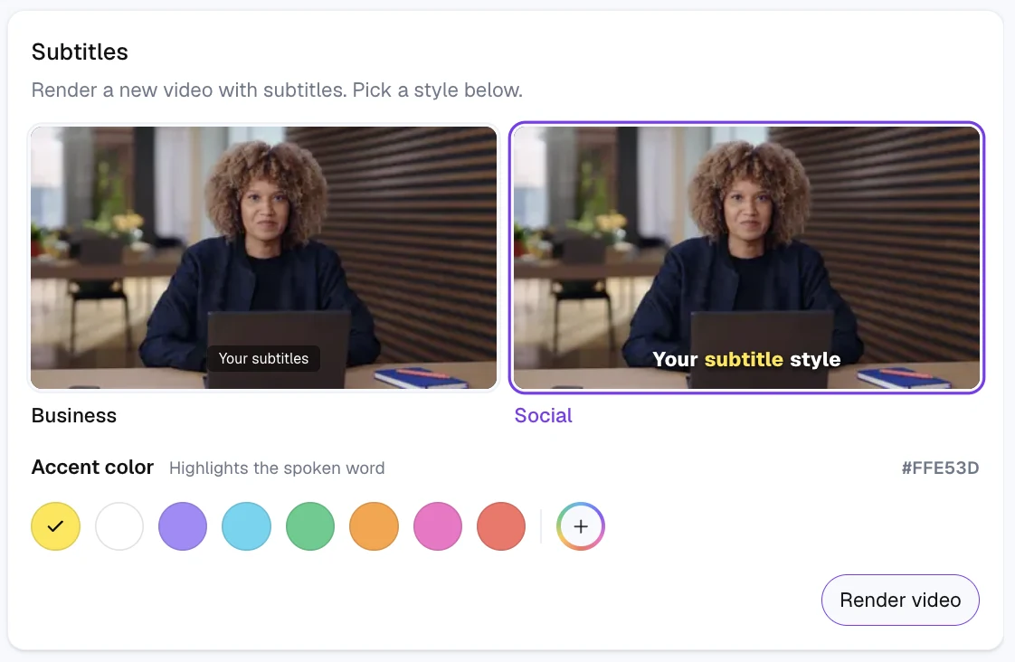 Die Stil-Auswahl: Business- und Social-Vorschau mit der Akzentfarben-Palette