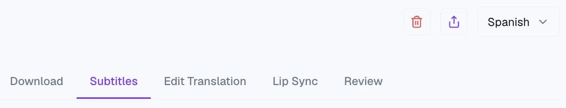 Die Tab-Leiste eines fertigen Dubs mit geöffnetem Subtitles-Tab